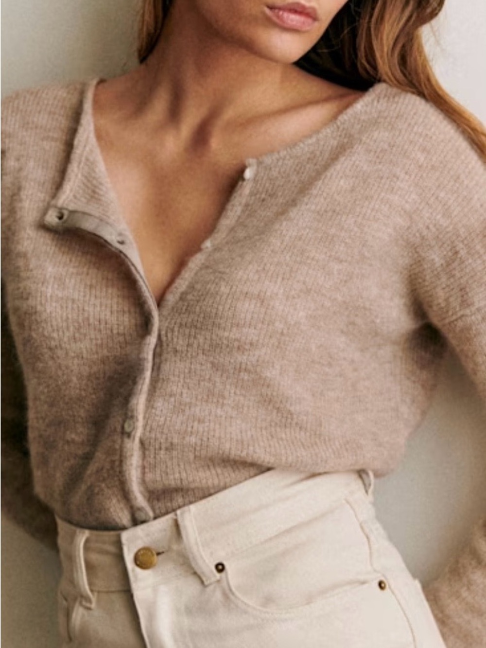 Sezane Gaspard Cardigan in Light Beige - Picture 8 of 9